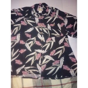 Banana Cabana Men's XL 100% Tropical Silk‎ Floral Short Sleeve Shirt